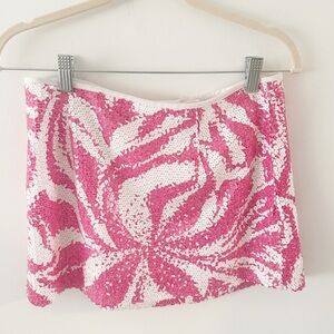NWT Lilly Pulitzer Sneak A Peak Pink Sequined Tate Mini Skirt Size O